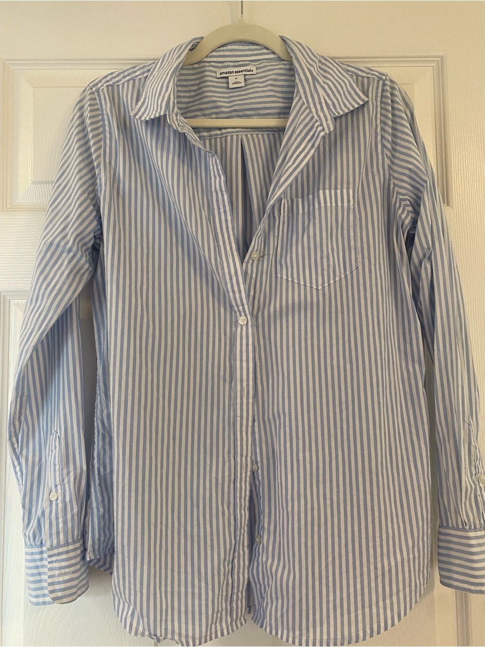 Amazon Essentials Blue and White Stripe Button-Down Shirt